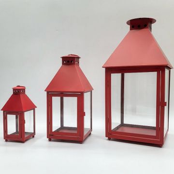 Metal Lantern large lantern candle lantern Red color home decoration Christmas decoration wholesale lantern JL012870