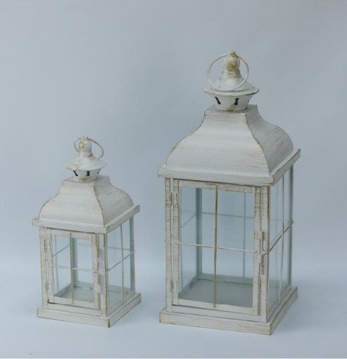 Simple European Style Iron Lantern with Clear Glass – Metal Candle Holder for Home & Garden Decor JL150033SM
