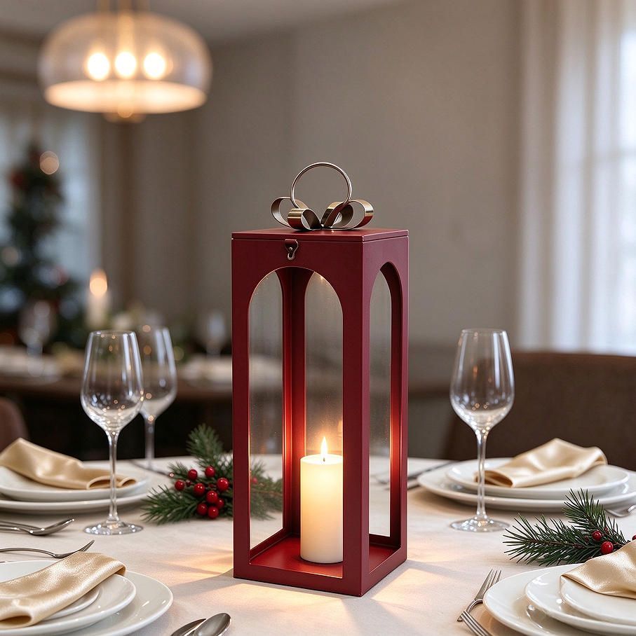 Morden metal Stainless Steel lantern New selling hot sale red wedding lantern home decoration Wholesale Christmas Lanter JL050194