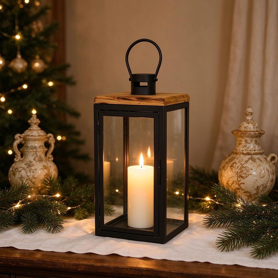 Farmhouse Vintage Decorative Wood Lantern Wash White Effect Outdoor Use for Wedding and Garden JL060288